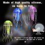 Ensemble de 4 Méduses Artificielles Lumineuses pour Aquarium, en Silicone Fluorescent - Accessoires de Décoration pour Aquariums