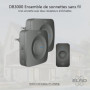 Sonnette sans Fil ELRO DB3000 avec 2 Récepteurs Plug-in, Étanche, 64 Mélodies, Portée 300m, Installation Facile, Noir