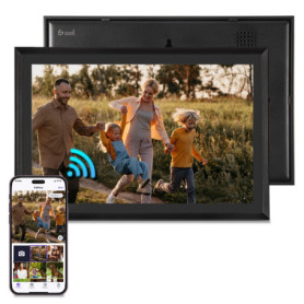 Cadre photo numérique avec Wi-Fi - Écran tactile 10,1" et 160 Go - Application gratuite - Cadre photo numérique - Noir - de Saaf
