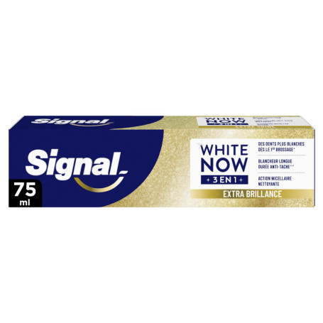 Signal White Now - Dentifrice 3 en 1 - Hello Glow - Sourire éclatant - Blancheur Longue Durée Anti-Tache - Action Micellaire Net