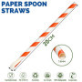 Lot de 200 pailles jetables en papier avec cuillère pour slushy, smoothie, milkshake, boissons glacées - 20 x 0,8 cm - Rayures c