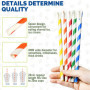 Lot de 200 pailles jetables en papier avec cuillère pour slushy, smoothie, milkshake, boissons glacées - 20 x 0,8 cm - Rayures c