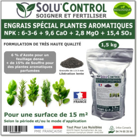 1,5 kg - Engrais Spécial Plantes Aromatiques NPK 6-3-6 - Favorise un feuillage dense, intensément parfumé et vigoureux - Utilisa