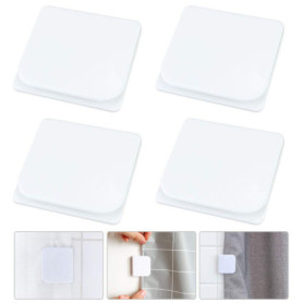 Favengo 4 Pcs Clips de Rideau de Douche Auto-adhésifs Clips d'arrêt De Bains Salle U Clips Anti-éclaboussures Clips d'arrêt de R