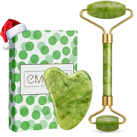 Jade Roller Gua Sha Visage Rouleau Face Facial pierre veritable Kit Massage Set Soin de la peau pour Anti-âge Réduire Les Rides 