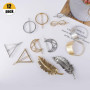 Pinces à Cheveux en Métal Géométrique Barretes à Cheveux Feuille Plume Cercle Triangle Infini Lune Forme Épingles à Cheveux pour