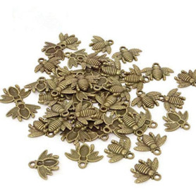 EPRHAY Lot de 50 Pendentif Abeille en Alliage de Bronze Antique en forme d'abeille et Abeille en Bronze Antique