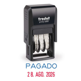 Tampon encreur Trodat Printy 4850/L2 auto-encreur avec texte PAGADO, taille d'impression 25 x 3,8 mm, cartouche d'encre intégrée