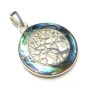 Pendentif en argent sterling avec motif « arbre de vie » avec coquille d'ormeau - En argent sterling - Symbole de protection - B
