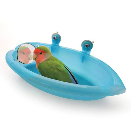 Baignoire Perroquet,Baignoire pour Perroquet avec Miroir pour Animal Domestique Accessoires de Cage pour Oiseau Miroir de Bain B