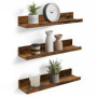VASAGLE Étagères murales suspendues, Lot de 3, Tablettes flottantes, Longueur 38 cm, avec Bords Hauts, pour Cadres Photos, décor