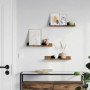 VASAGLE Étagères murales suspendues, Lot de 3, Tablettes flottantes, Longueur 38 cm, avec Bords Hauts, pour Cadres Photos, décor