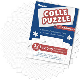 Nariolar Colle Puzzle, 32 Feuilles de Colle pour Puzzle, Préserve 4×1000 Pièces de Puzzles, Solution de Conservation Facile en Q