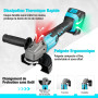 DURATECH Meuleuse d'Angle sans Fil 20V，Ø125mm，8500tr/min，Meuleuse Angulaire sans Balais avec Batterie 4,0Ah，Disqueuse Angulaire 