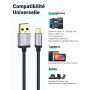 UGREEN Câble USB Micro USB Charge Rapide 18W 3A Nylon Tressé Câble Chargeur Compatible avec Manette PS 4 PS4 Pro PS4 Slim Xbox O