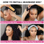 Perruque Bandeau Cheveux Humain - Densité 180% Cheveux Bouclés Brésiliens - Perruque Demi-Tête Half Wig Couleur Noire Naturelle 