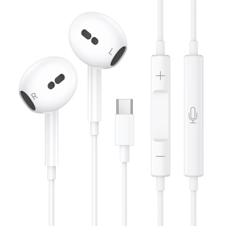 Écouteur USB C,Écouteurs Filaire USB C Casque Stéréo HiFi avec Microphone et Contrôle du Volume,Casque Intra-Auriculaires pour i