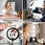 yAyusi 10" Ring Light avec Trépied pour Bureau, Téléphone LED et Support de Caméra Flexible, Anneau Lumineux Dimmable pour Confé