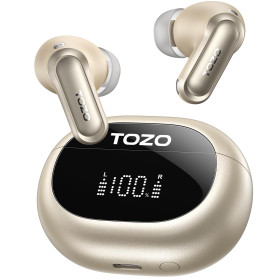 TOZO NC20 Écouteurs Bluetooth Sans Fil, 80H 6Mics ENC Appels Clairs, Audio Hi-Res LDAC, AI Traduction Vocale en Temps Réel, Note