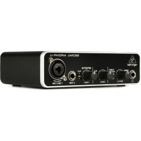 Behringer UMC22 2x2 USB Audio Interface, 48 kHz, with MIDAS-Designed Mic Preamplifier for Microphones and Instruments