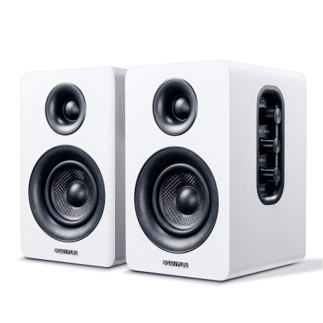 Sanyun SW208 Lot de 2 enceintes d'étagère Bluetooth actives 3" - 60 W - DAC 24 bits intégré - Son 3D Surround dynamique - Monite