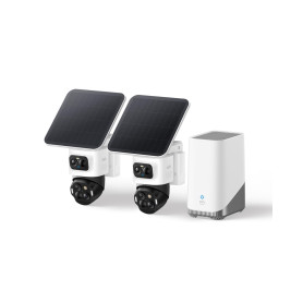 eufy Security eufyCam S4 Kit de 2 caméras Surveillance WiFi Extérieure, Bullet-PTZ Triple Objectif, 4K UHD, Panorama 360°, Incli