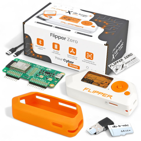 Flipper Zero Starter Kit Complet | Flipper Zero | Carte WiFi | Coque en Silicone | Carte mémoire de 64 Go | Lecteur de Carte USB