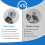 IDOGCHEW Collerette Chat Anti Léchage et Anti Grattage, Colerette Protection Chat en Tissu Souple, Réglable et Pliable, S Bleu