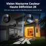 Caytail 2K Camera Surveillance WiFi Exterieure sans Fil avec Panneau Solaire, 360° PTZ Camera Exterieur Batterie, 2.4Ghz, PIR Dé