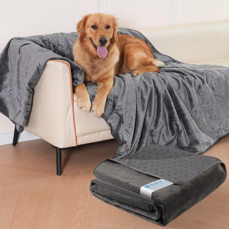 HezzLuv Couverture Imperméable pour Chien 152x203 cm, Plaid pour Animaux en Flanelle Lavable pour Canapé et Lit, Antidérapant, P