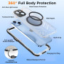 WIFORT Coque Étanche pour iPhone 15 Plus Translucide Compatible avec MagSafe, Coque Intégrale 360 Antichoc