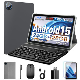 Aobante 10" Android 15 Tablet: 24 GB RAM + 128 GB ROM (1 TB Max), Octa-Core, 1280x800 HD IPS Touchscreen, 5MP+8MP Cameras, 6000m