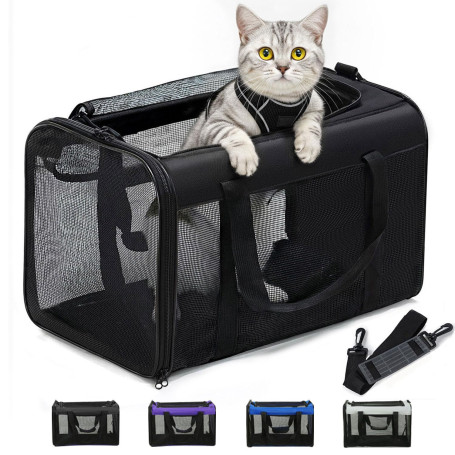 Conlun Sac Transport Chat, Sac Voyage Chat avec Maille sur 4 Côtés, Approuvé par Les Compagnies Aériennes Sac de Transport pour 