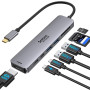 Adaptateur USB C, Selore Hub USB C HDMI 4K, Ports USB 3.0, Lecture de Carte SD/TF, Dock USB C 7-en-1 pour MacBook Pro 2020 MacBo
