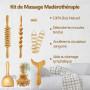 6 en 1 Maderotherapie Kit Complet, Masseur Bois de Anti Cellulite, Rouleau de Massage Gua Sha Cup, Appareil Corps de Drainage Ly