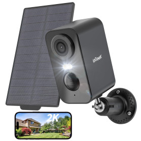 ieGeek 2K Camera Surveillance WiFi Exterieure sans Fil Solaire, Caméra Batterie, Vision Nocturne Couleur, AI & PIR Détection Mou