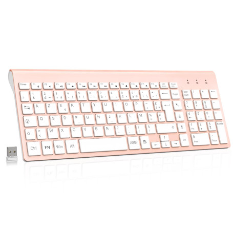 cimetech Clavier sans Fil, Clavier AZERTY Français avec Récepteur Nano USB 2.4GHz Ergonomique Compatible avec Windows/MacOS, Win