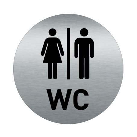 AUA SIGNALETIQUE - Plaque de porte Aluminium brossé imprimé AluSign Ø 85 mm - épaisseur. 3 mm - Double Face adhésif au dos (Toil