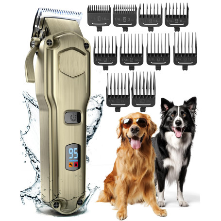 Oneisall Tondeuse à poils pour chiens de haute qualité, tondeuse sans fil entièrement lavable étanche IPX7, adaptée aux poils lo