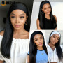 BECUS Perruque Bandeau Noir Lisse Perruque Avec Bandeau 16 Pouces, Perruque Demi-Tête Lisse pour Femmes Noires, Droite Facile à 