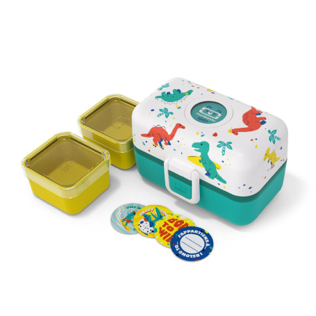 monbento - Lunch Box Enfant MB Tresor bleu Dino - La Boite Repas 3 Compartiments pour Enfant - Idéal pour Repas & Goûter Ecole/P