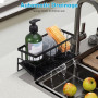LUXECOVE Support d'évier de cuisine, organisateur en acier inoxydable, vidange automatique, avec porte-serviettes, porte-éponge