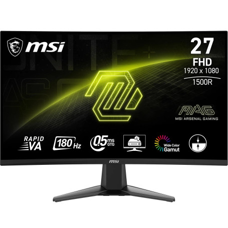 MSI MAG 27C6F écran Gaming incurvé FHD de 27" - Dalle Rapid VA 1920 x 1080 1500R, 180 Hz / 0,5ms (GtG, Min.), Adaptive-Sync - DP