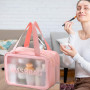 Trousse De Toilette Voyage,Trousse De Toilette Transparente,Séparation Sèche et Humide Trousses Etanche avec Poignée à Fermeture