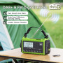 Dab/Dab+/FM Radio d'urgence Portable, Radio Solaire Manivelle avec Lampe Torche LED & Lampe de Lecture, 5000mAh Batterie Recharg