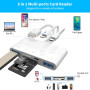 Lecteur de Carte SD 5en1 pour téléphone, Lecteur de Carte mémoire et Adaptateur USB OTG,appareils USB C/A avec emplacements pour