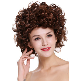 WIG ME UP - 91074-ZA33 Perruque Dame Carnaval mi-Long très bouclée Boucles Brun Acajou années 80