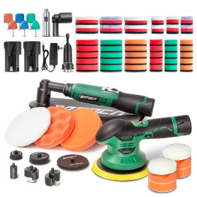 BATOCA S3 Polisseuse Sans Fil & S6 Mini Machine à Polir Ensemble,Batterie Universelle 12V, 2.0A,Polissage Voiture Complet/Détail