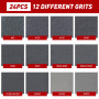 24 Pièces Éponges à Poncer Grains 80/120/180/240/320/400/500-600/800-1000/1200-1500/2000/2500/3000 Papier Abrasif Sec et Humide 