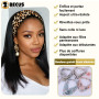 BECUS Perruque Bandeau Perruque Femme Naturelle Lisse Noire 14 pouces – Wig Bandeau Synthétique Sans Colle, Droite, Idéale pour 
